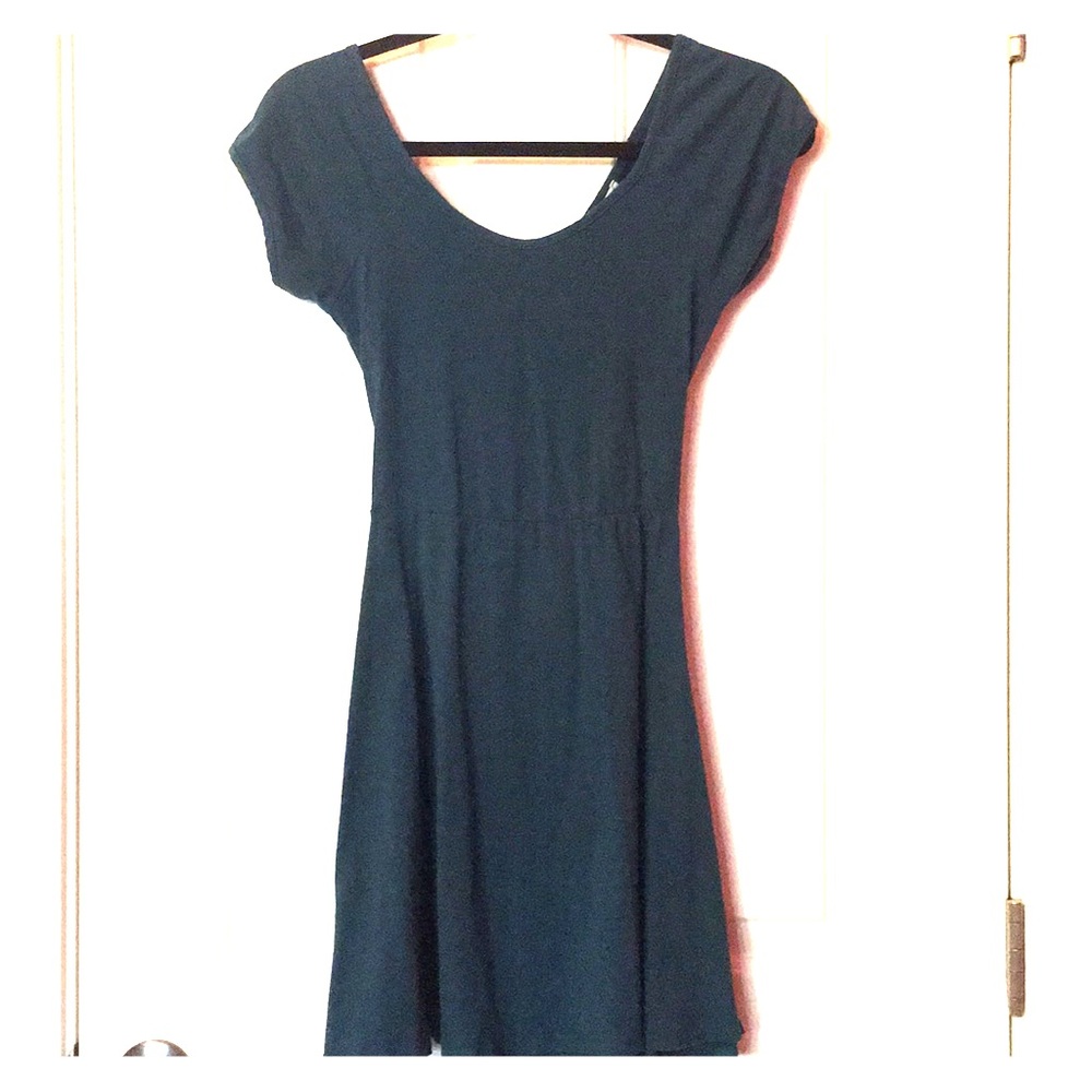 Dark Turquoise mini dress with cross back